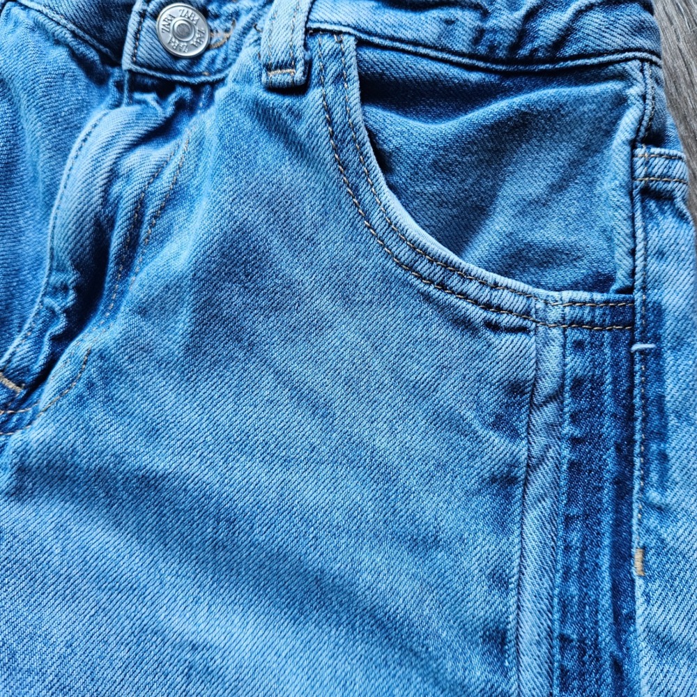 Zara Kids Girls Light Blue Wide Leg Jeans Side Stripe Size 13-14 164cm
